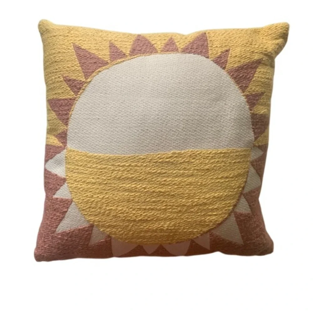Boho Sun Throw Pillow 17x17 Square Sunburst Decorative Cushion Zipper Cover